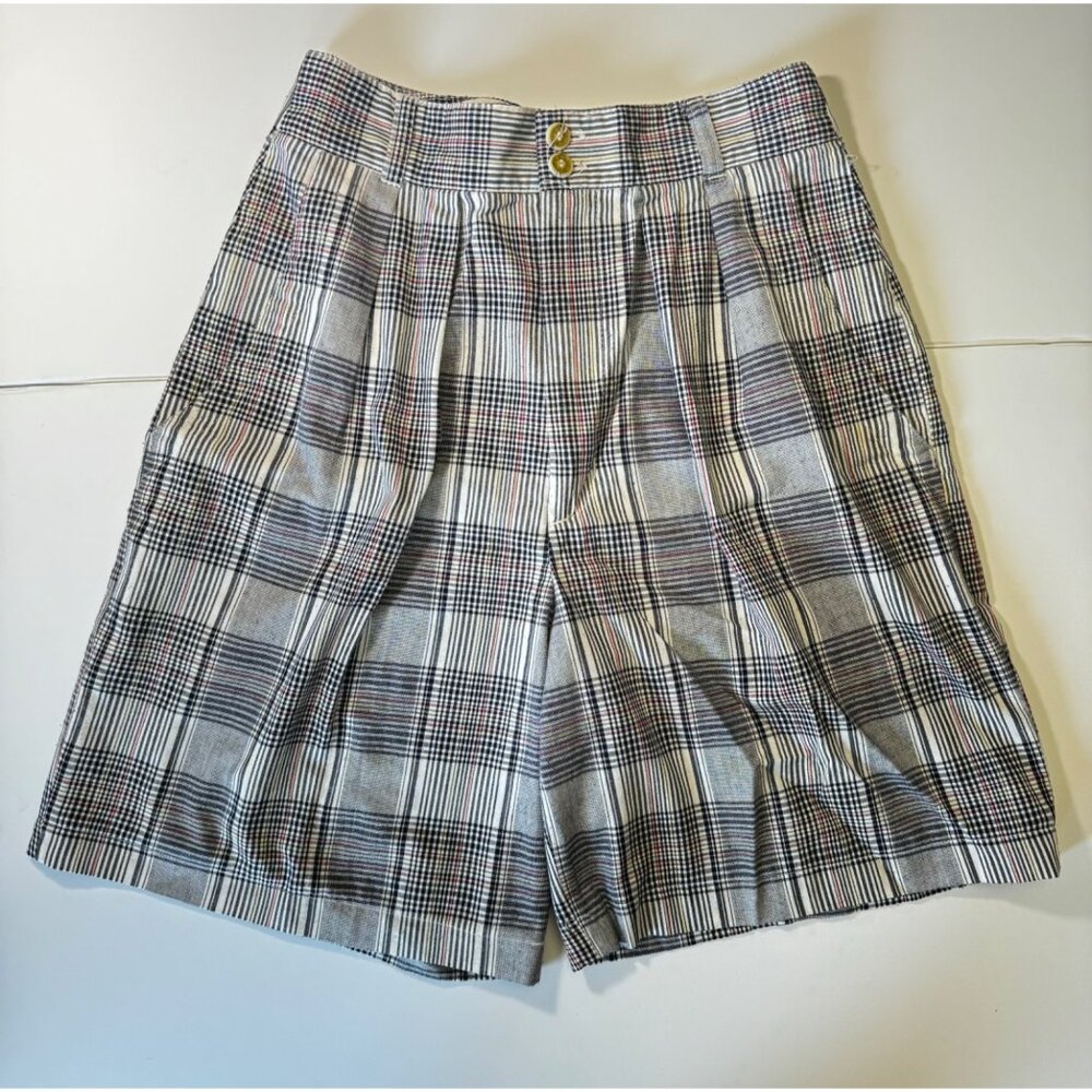 Vtg Size 8 OBR Shorts Plaid High Rise Pleated Dress Pockets